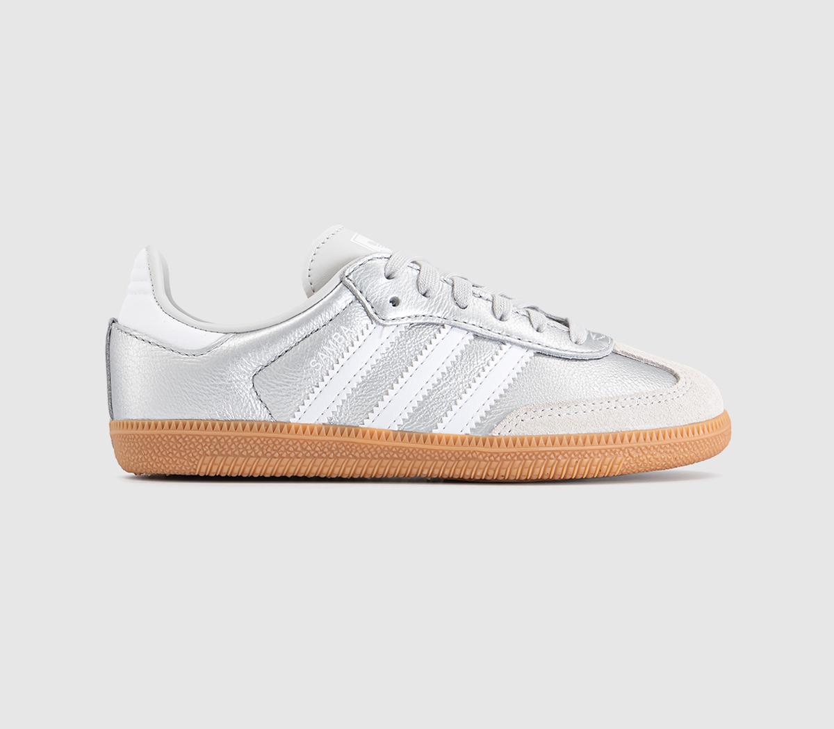 adidasSamba OG Youth TrainersSilver Metallic White Gum