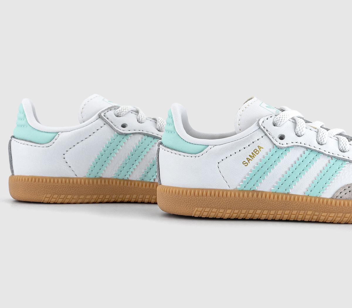 adidas Samba OG Infant Trainers adidas Samba OG Infant Trainers White Semi Flash Aqua Gum