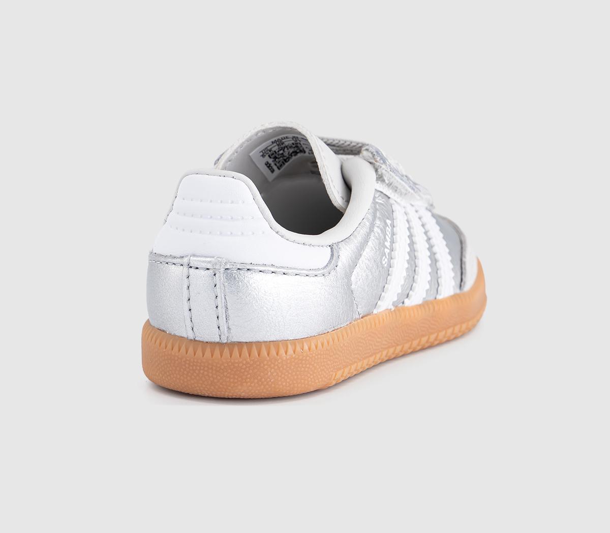 adidasSamba OG Infant TrainersSilver Metallic White Gum