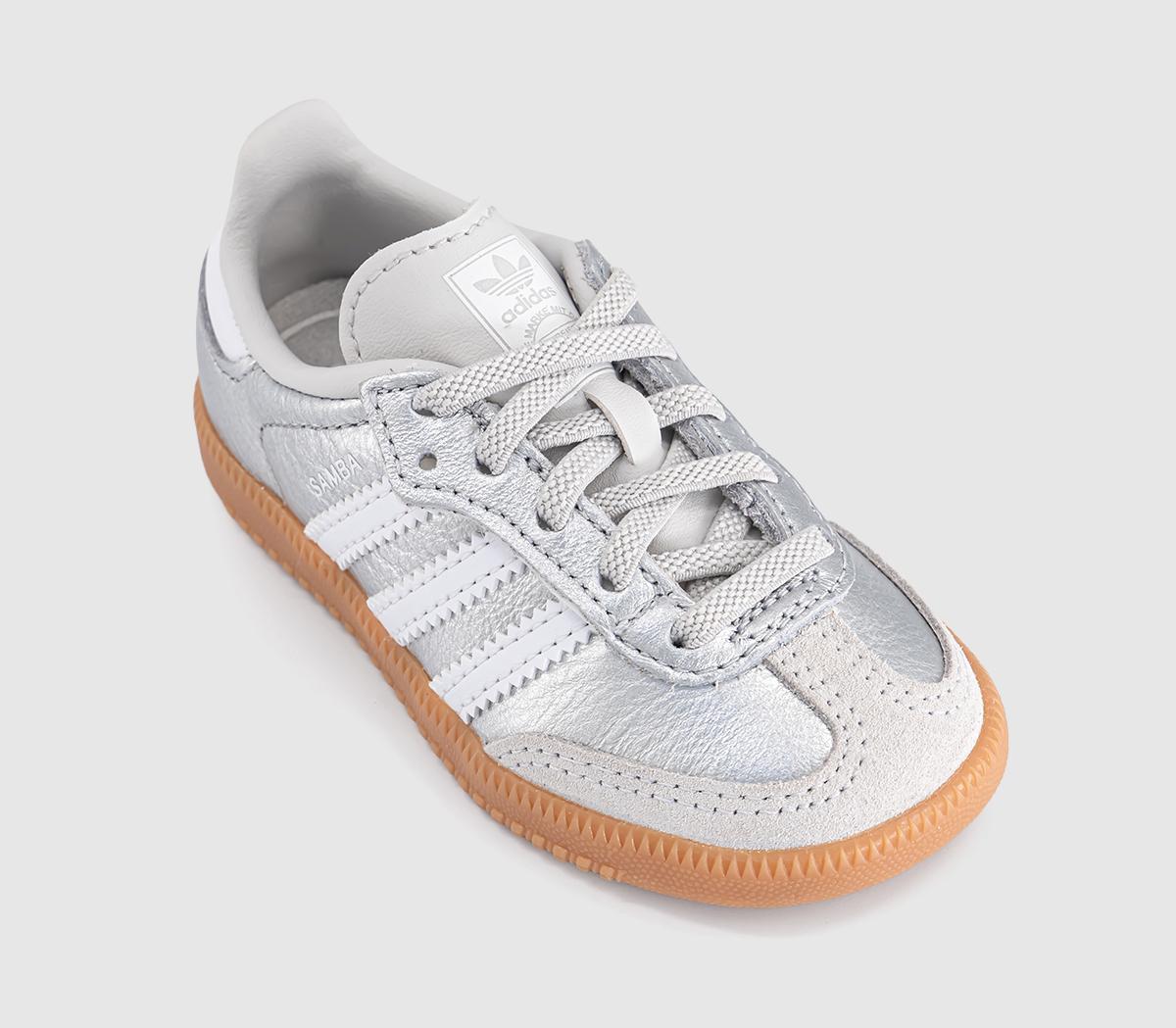 adidasSamba OG Infant TrainersSilver Metallic White Gum