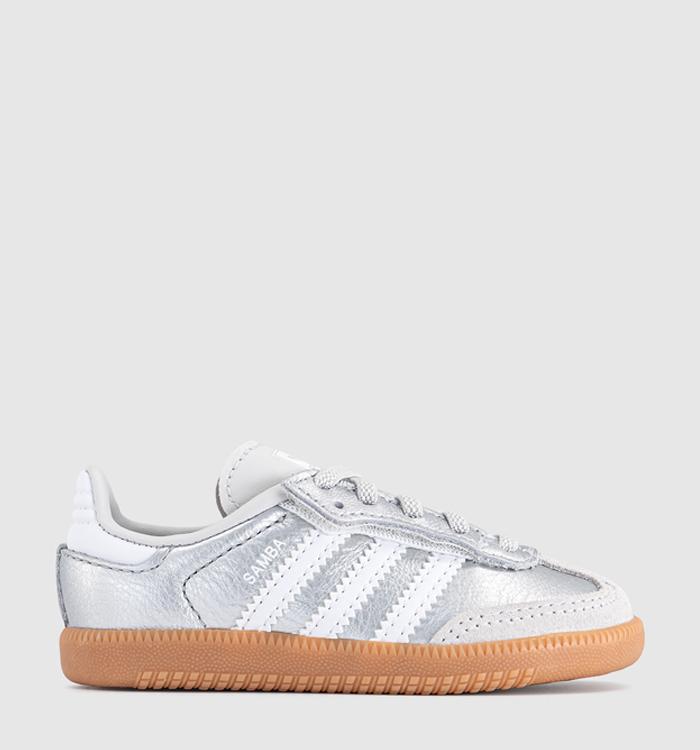 adidas Samba OG Infant Trainers Silver Metallic White Gum