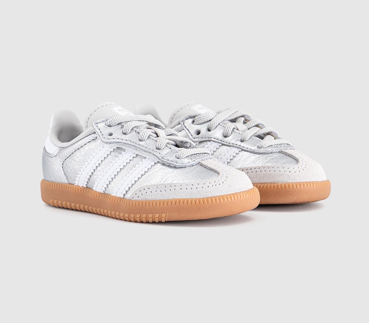 adidasSamba OG Infant TrainersSilver Metallic White Gum