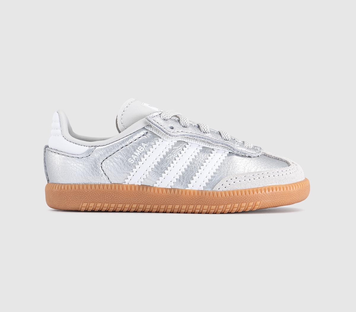 Adidas Samba Og  Trainers Silver Metallic White Gum  in Kids  Size 6, Office Shoes