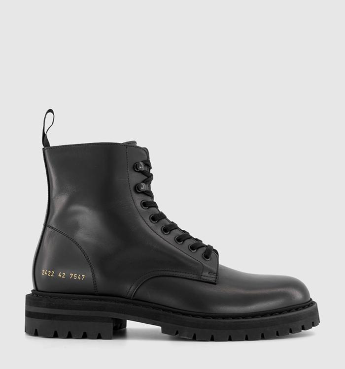 Common Projects Combat Boots Black Leather