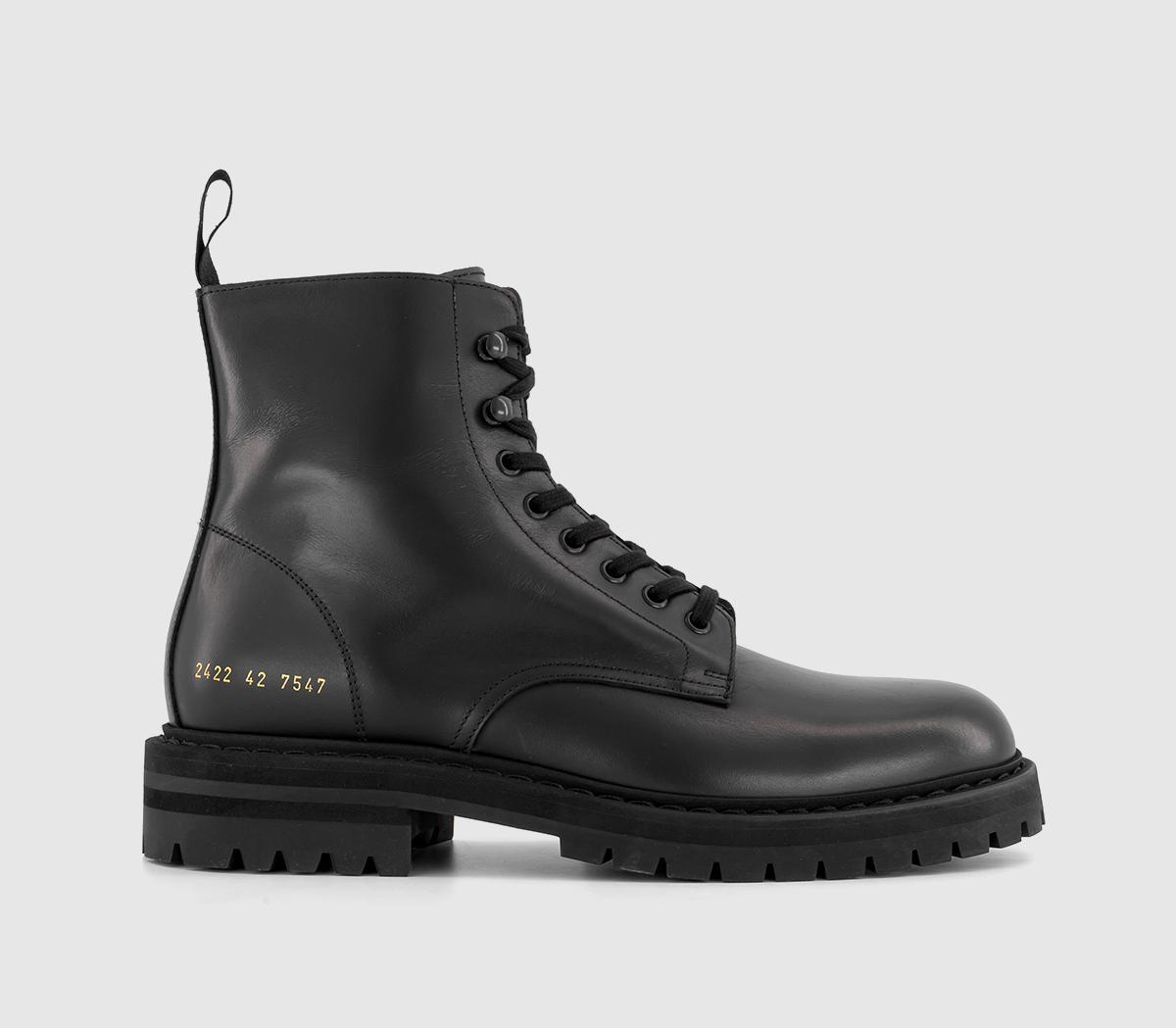 Black leather combat boots hotsell