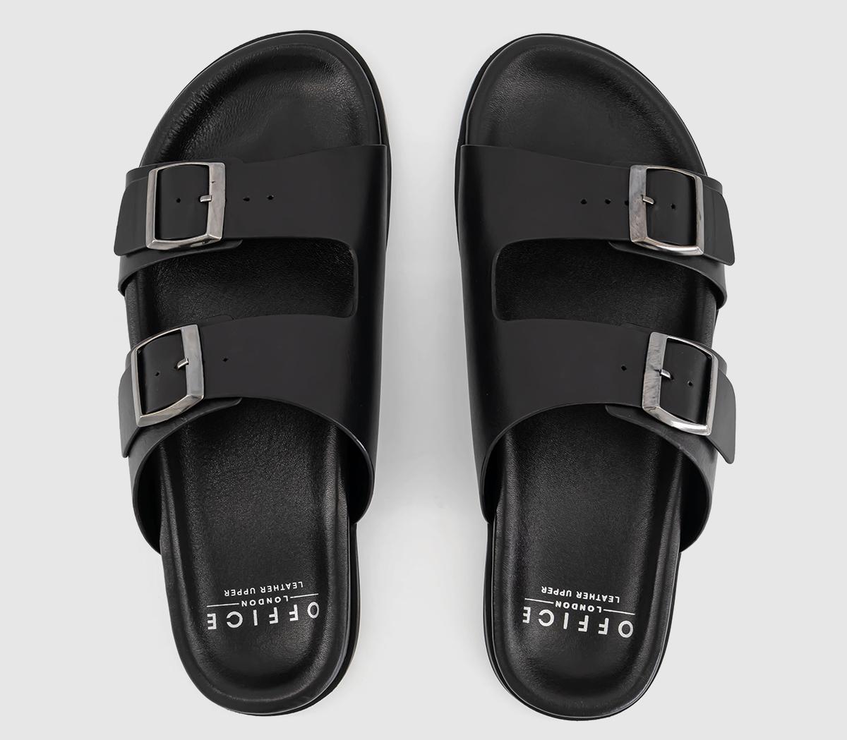 OFFICESaunders Double Buckle Sandals OFFICESaunders Double Buckle SandalsBlack Leather