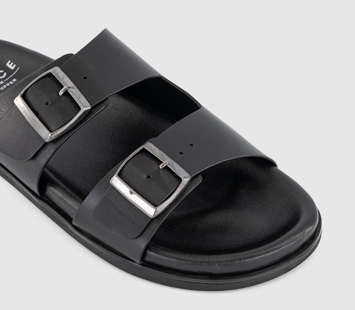OFFICESaunders Double Buckle Sandals OFFICESaunders Double Buckle SandalsBlack Leather