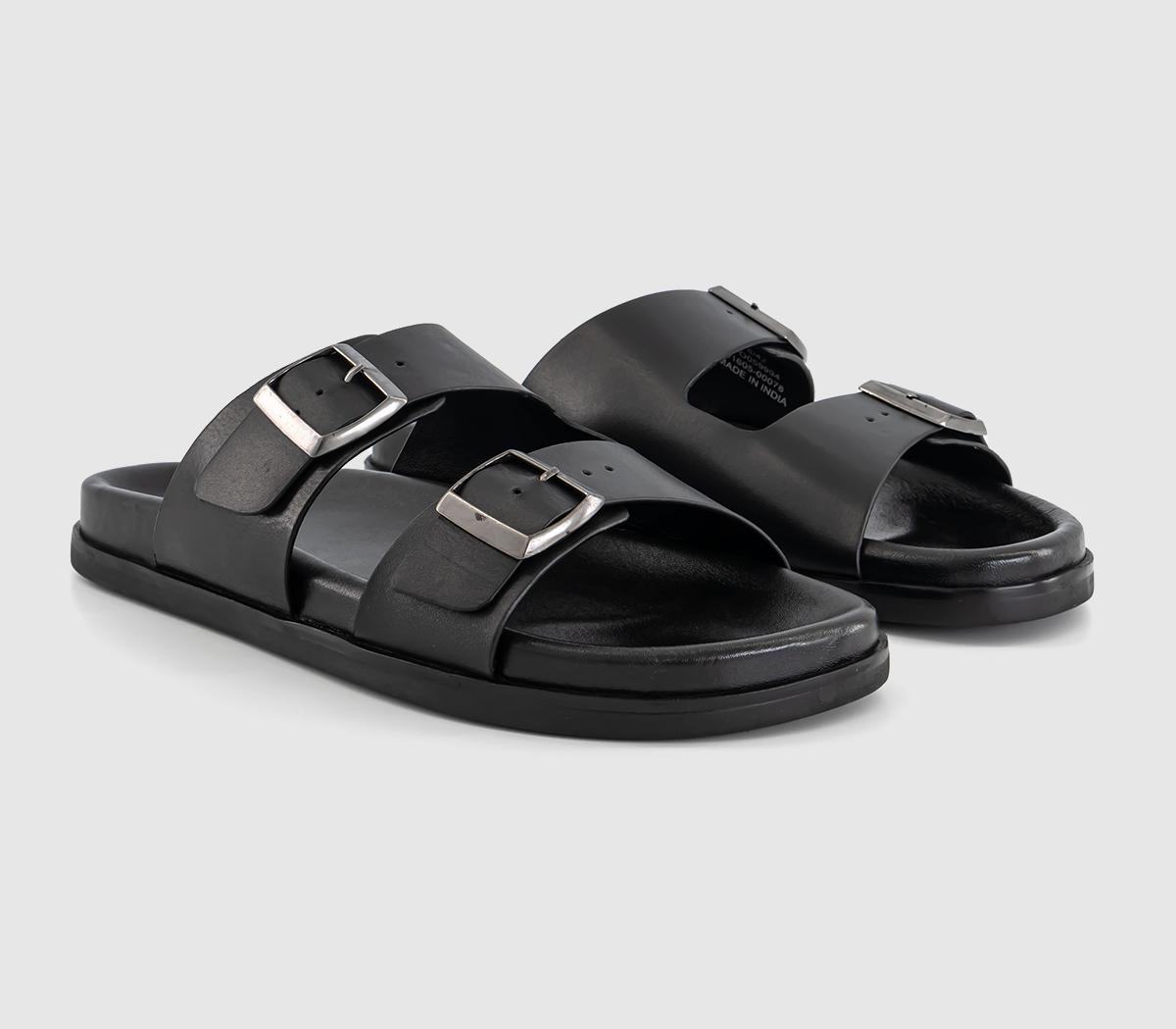 OFFICESaunders Double Buckle Sandals OFFICESaunders Double Buckle SandalsBlack Leather