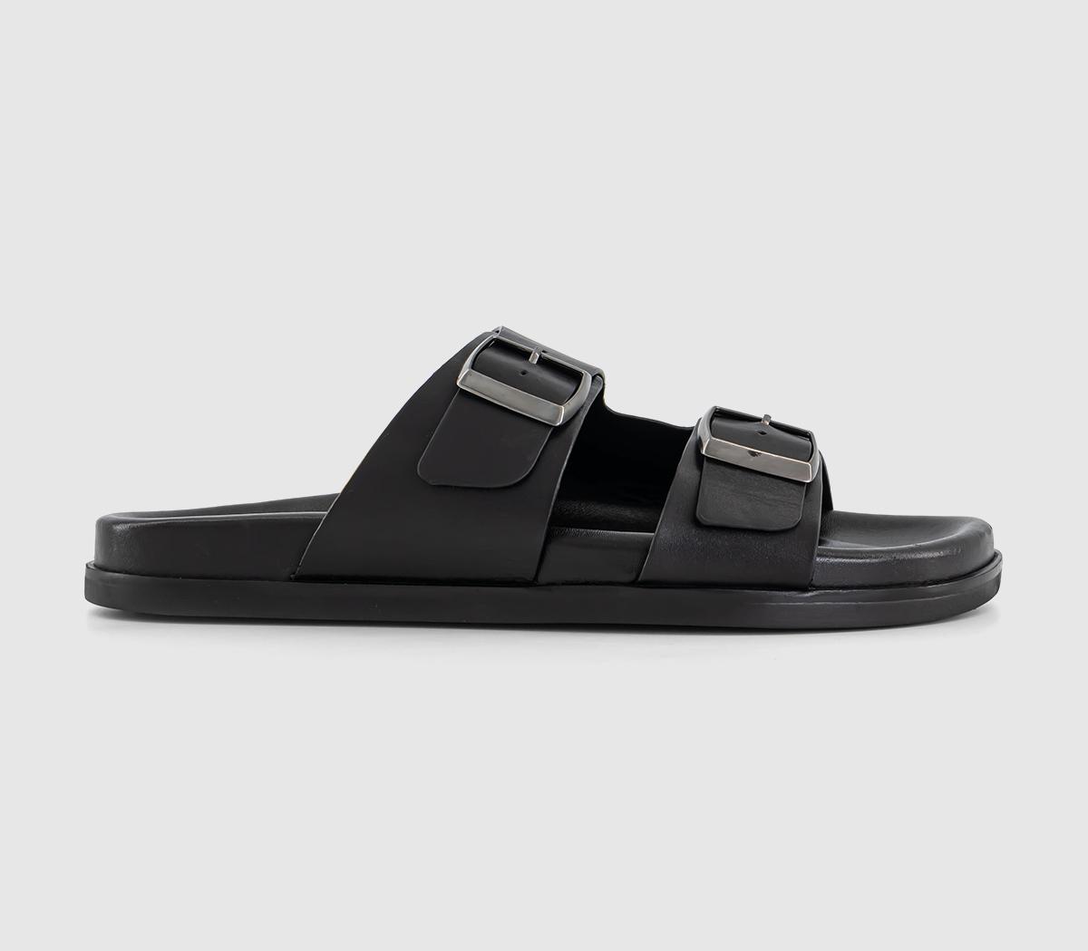 OFFICESaunders Double Buckle SandalsBlack Leather