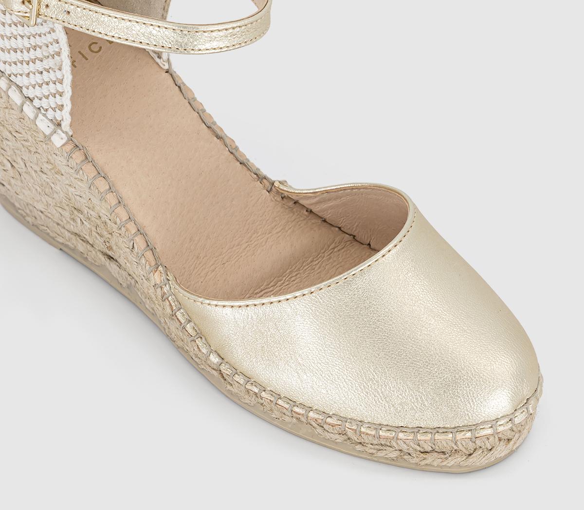 Gaimo for OFFICEAlex Closed Toe Espadrille Wedges Gaimo for OFFICEAlex Closed Toe Espadrille WedgesGold Leather