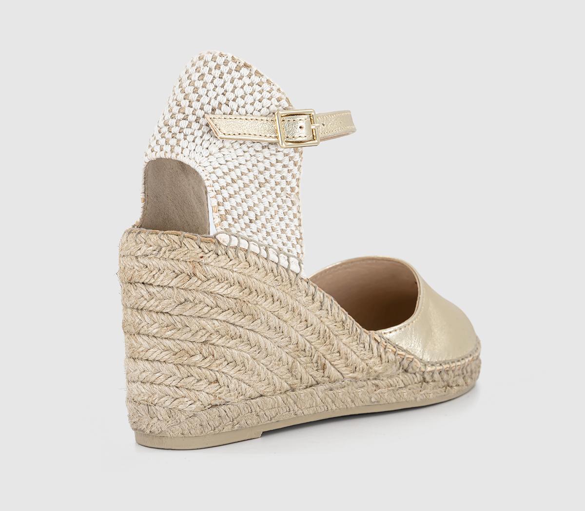 Gaimo for OFFICEAlex Closed Toe Espadrille Wedges Gaimo for OFFICEAlex Closed Toe Espadrille WedgesGold Leather