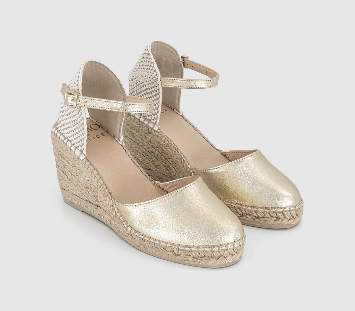 Gaimo for OFFICEAlex Closed Toe Espadrille Wedges Gaimo for OFFICEAlex Closed Toe Espadrille WedgesGold Leather