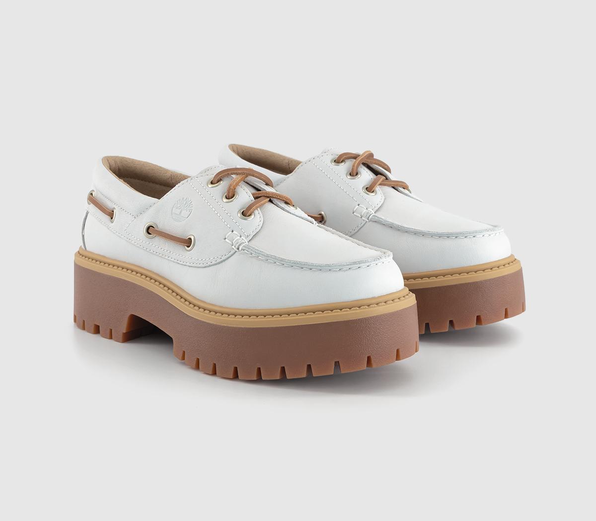TimberlandStone Street Boat ShoesWhite Full Grain