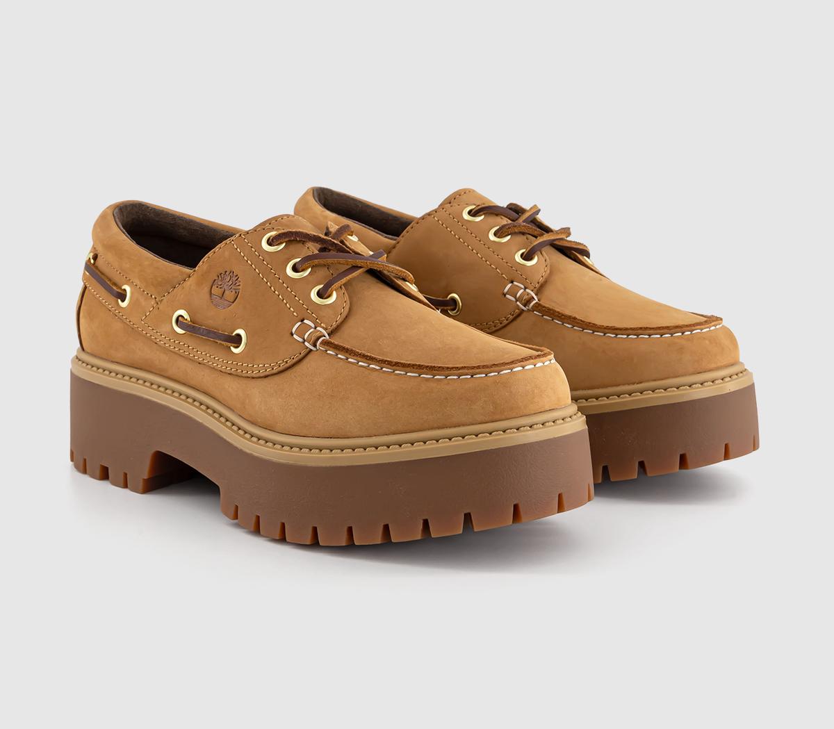Timberland Womens Stone Street Boat Shoes Wheat Natural, 4
