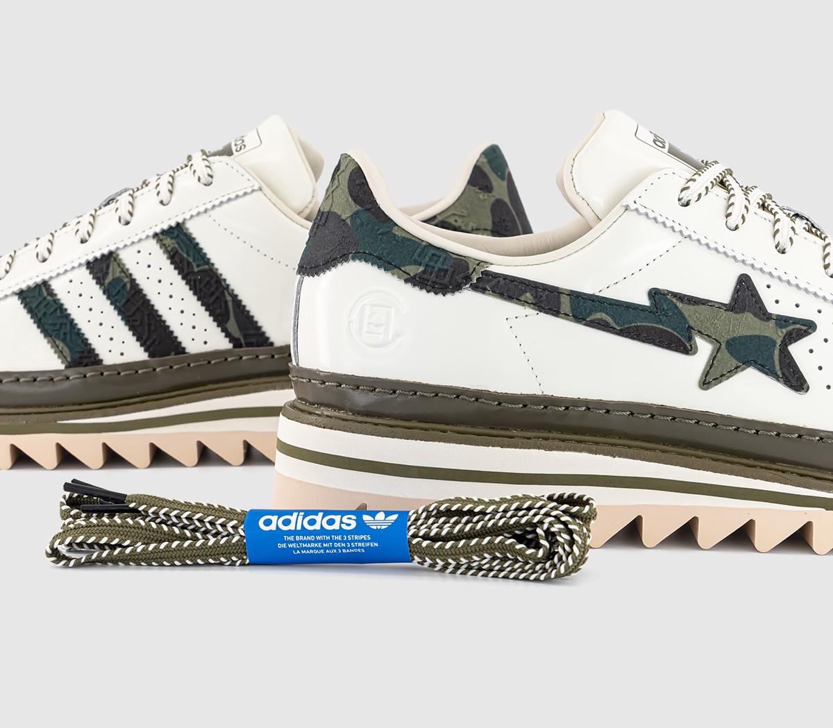 adidasClot x A Bathing Ape x adidas SuperstarBape Off White Branch Olive Cargo