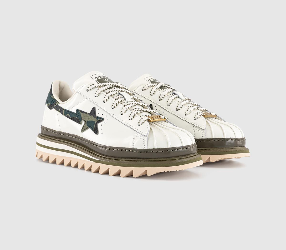 adidasClot x A Bathing Ape x adidas SuperstarBape Off White Branch Olive Cargo