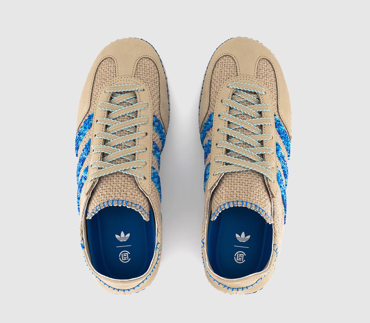 adidasEC Clot Gazelle TrainersLinen Khaki Light Blue Blue