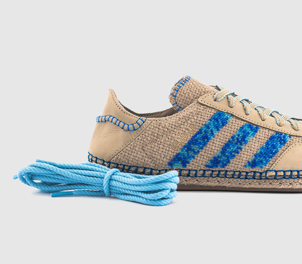 adidasEC Clot Gazelle TrainersLinen Khaki Light Blue Blue