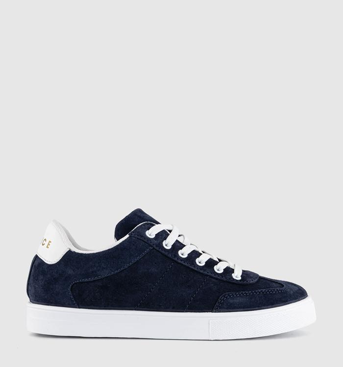 OFFICE Faithful Lace Up Trainers Navy Suede
