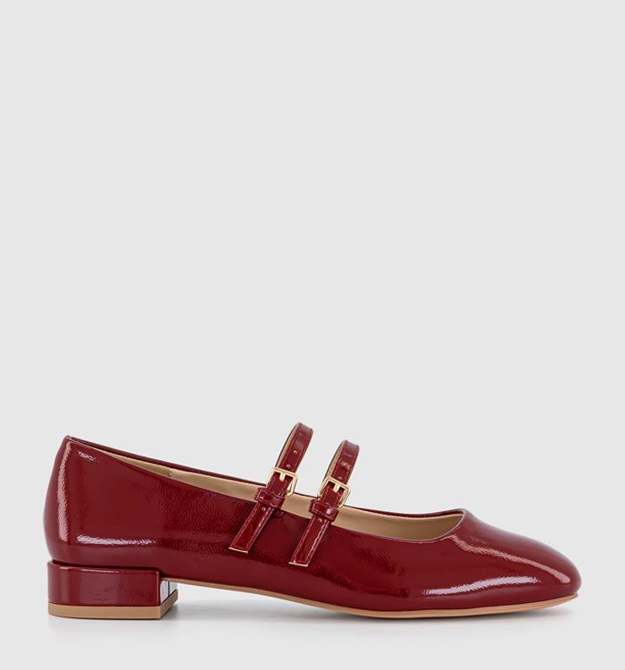 OFFICE Frances Two Strap Mary Janes Red Patent