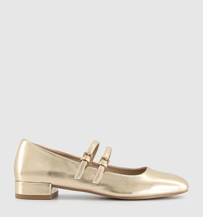 OFFICE Frances Two Strap Mary Janes Gold