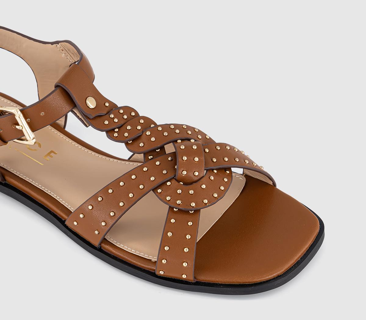 OFFICESerenity Studded Plait Detail Sandals OFFICESerenity Studded Plait Detail SandalsTan