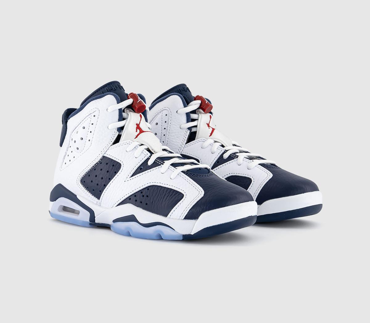 JordanAir Jordan 6 Retro BG TrainersWhite Varsity Redmidnight Navy