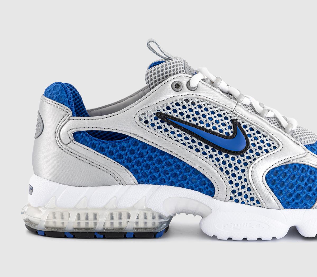 Nike Air Zoom Spiridon Cage 2T Trainers Nike Air Zoom Spiridon Cage 2T Trainers Metallic Silver Varsity Royal