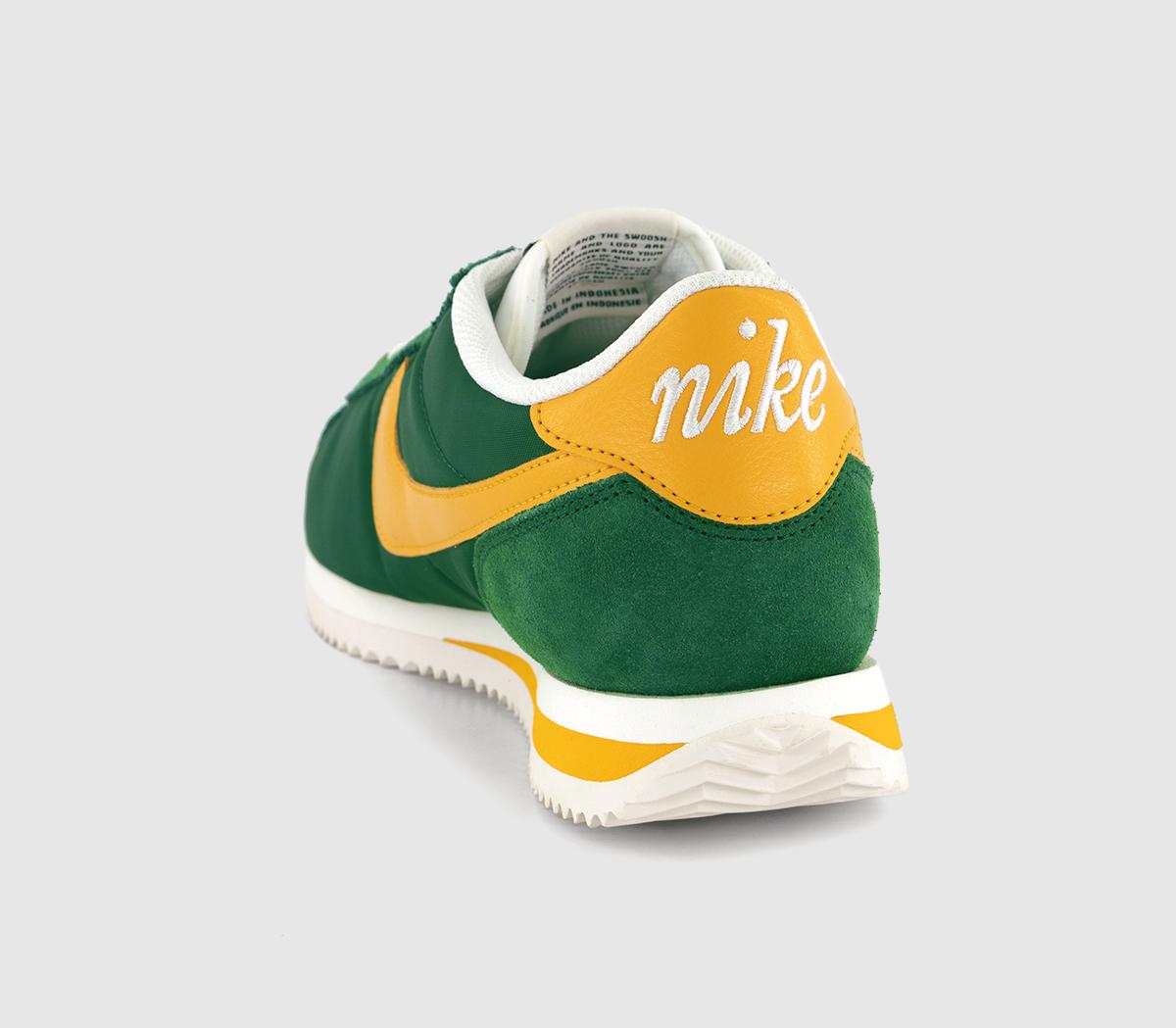 nike cortez white green orange