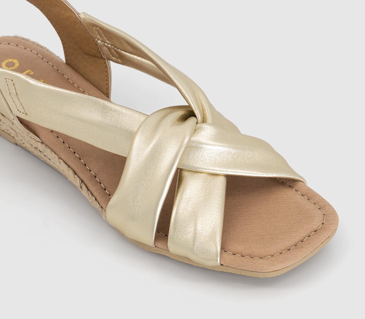 OFFICESasha Square Toe Cross Over Espadrille Sandals OFFICESasha Square Toe Cross Over Espadrille SandalsGold