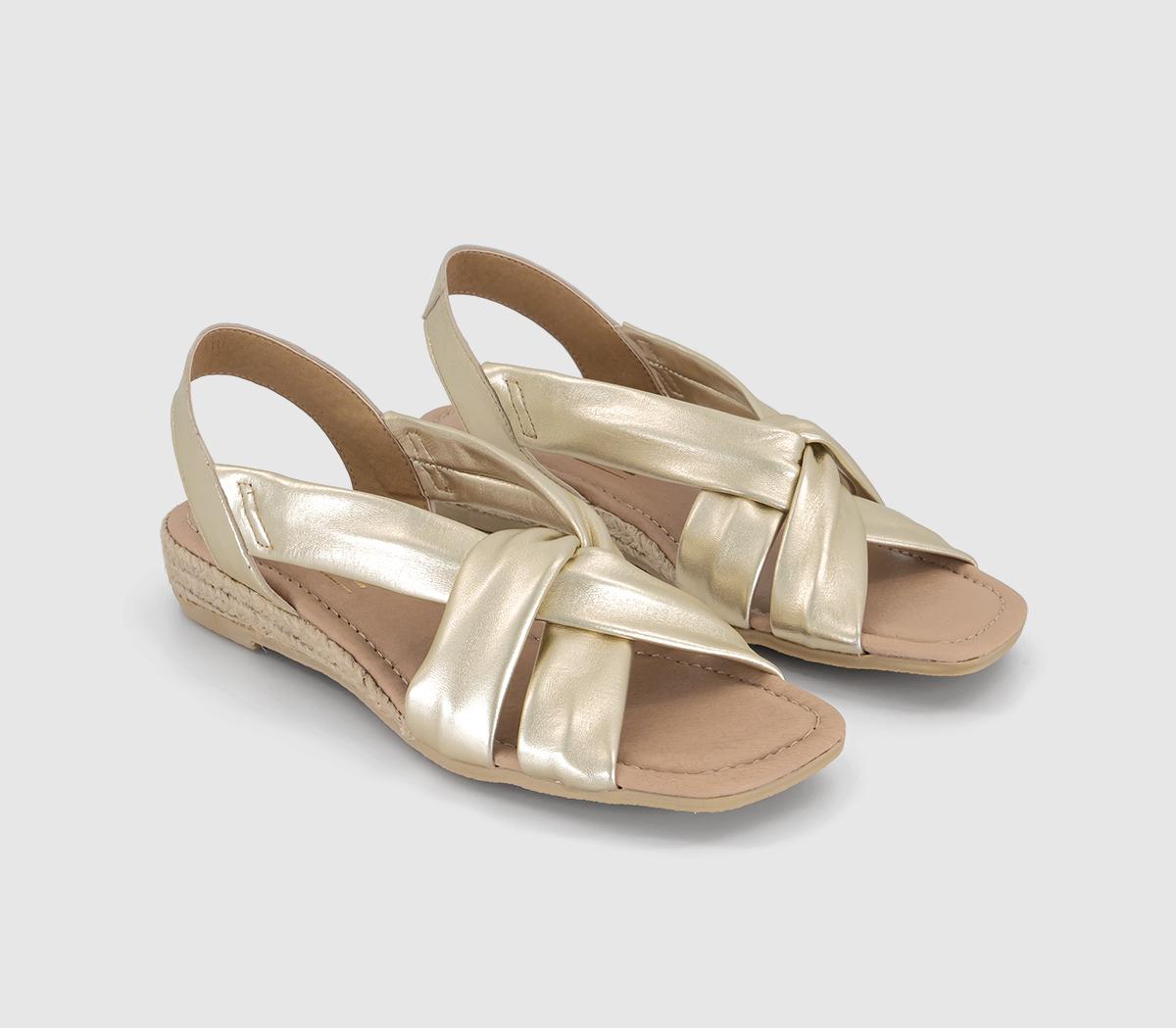 OFFICESasha Square Toe Cross Over Espadrille Sandals OFFICESasha Square Toe Cross Over Espadrille SandalsGold