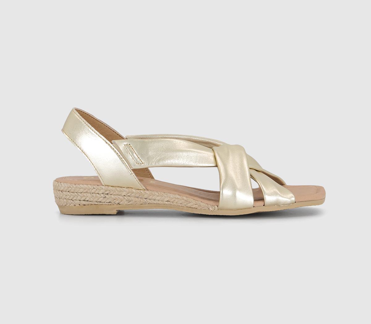 OFFICESasha Square Toe Cross Over Espadrille SandalsGold