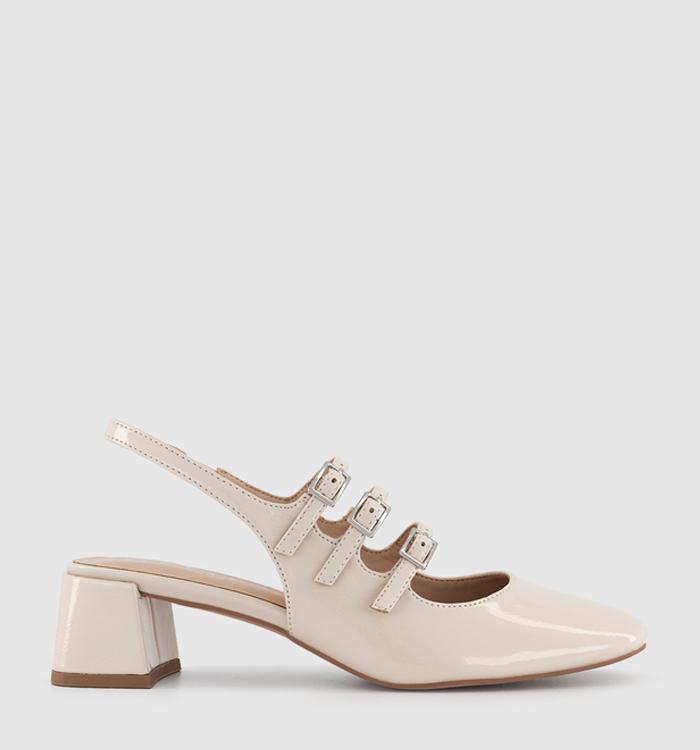 OFFICE Mylah Triple Strap Sling Back Mary Janes Cream Patent