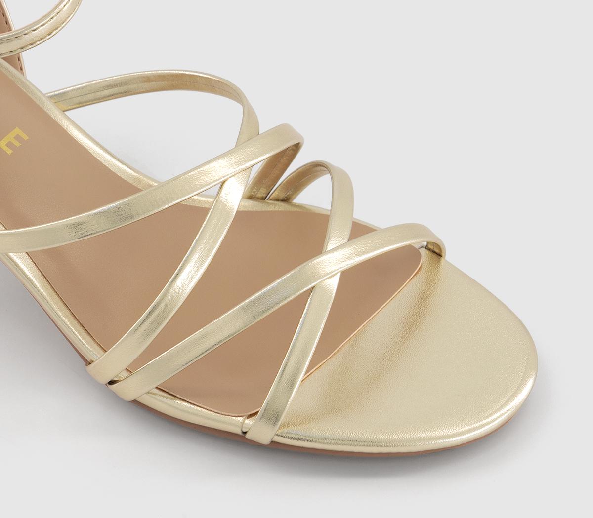 OFFICE Milena Knotted Strappy Sandals Gold - Mid Heels