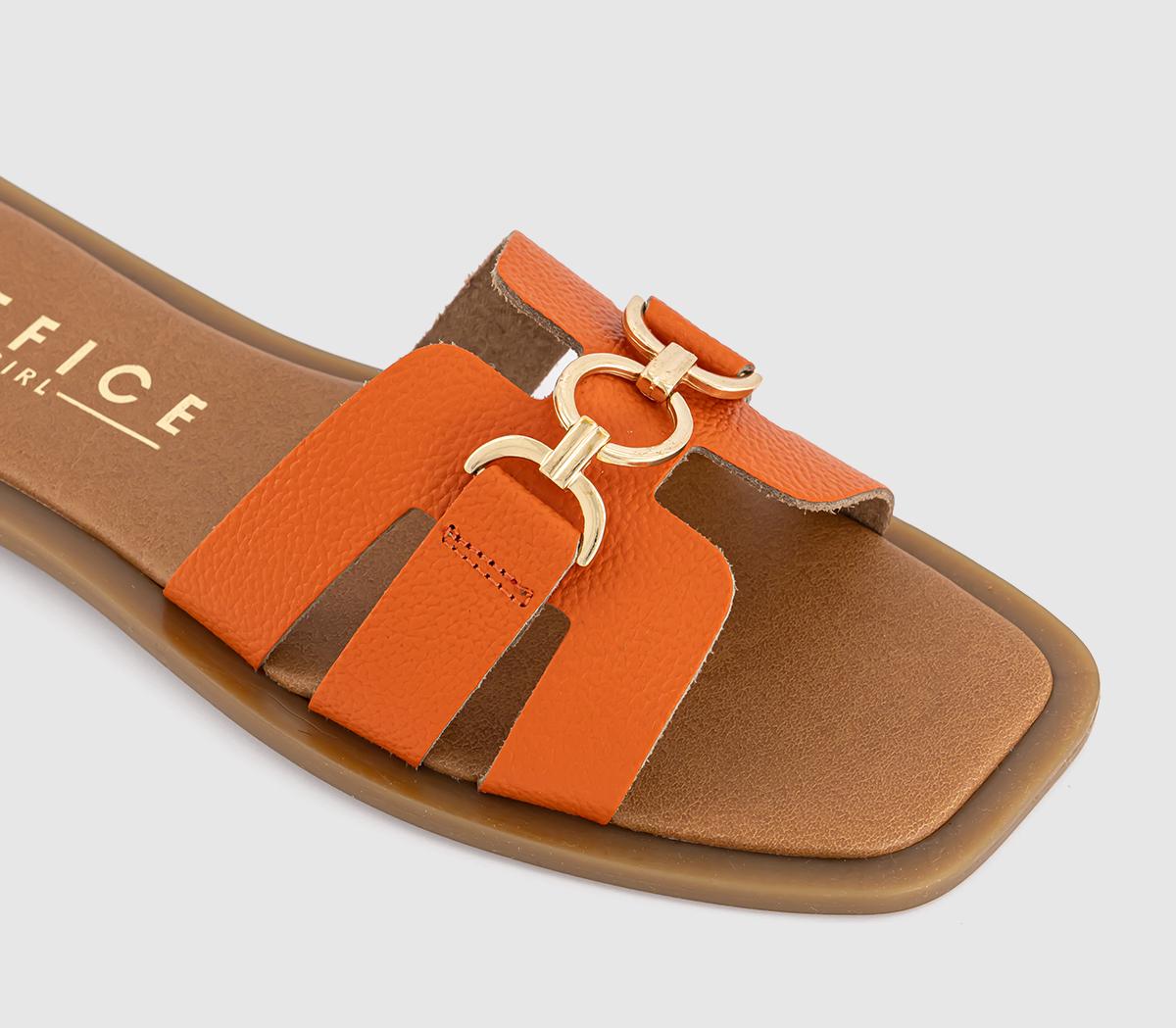 OFFICESorrento Gold Trim Slides OFFICESorrento Gold Trim SlidesOrange Leather