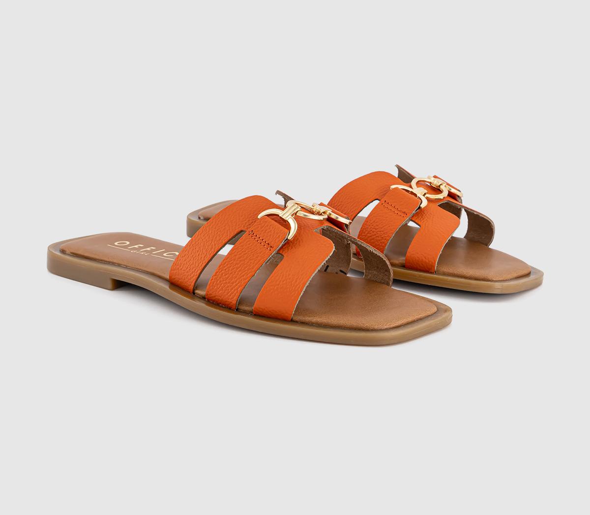 OFFICESorrento Gold Trim Slides OFFICESorrento Gold Trim SlidesOrange Leather