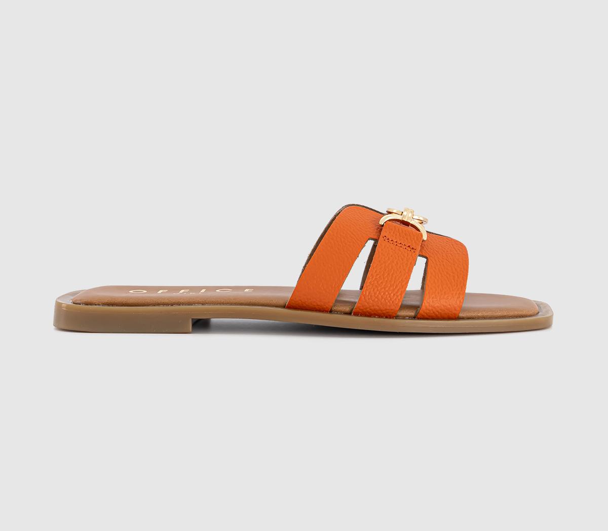 OFFICESorrento Gold Trim Slides OFFICESorrento Gold Trim SlidesOrange Leather