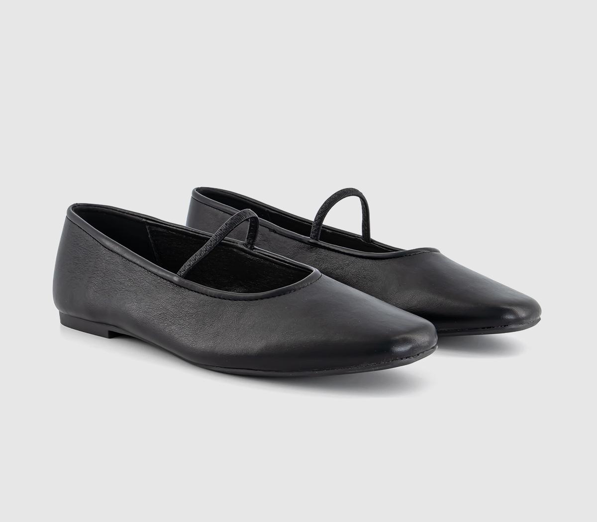 OFFICE Faded Elastic Strap Ballet Pumps OFFICE Faded Elastic Strap Ballet Pumps Black