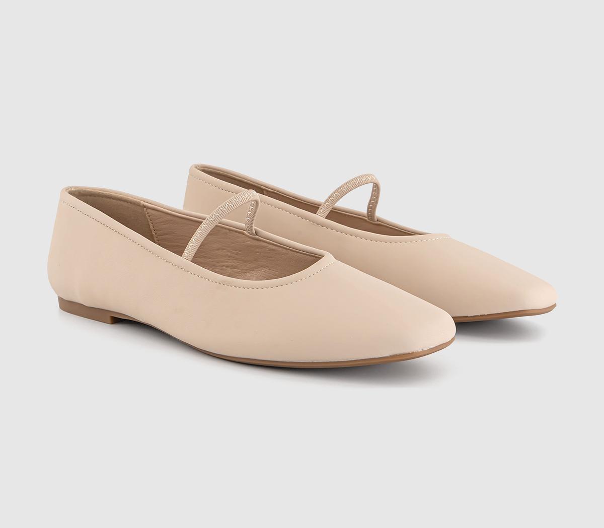 OFFICEFaded Elastic Strap Ballet Pumps OFFICEFaded Elastic Strap Ballet PumpsBeige