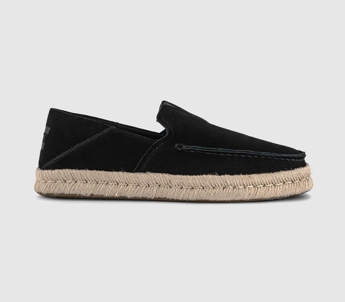 TOMS Mens Alonso Rope Loafers Black, 11