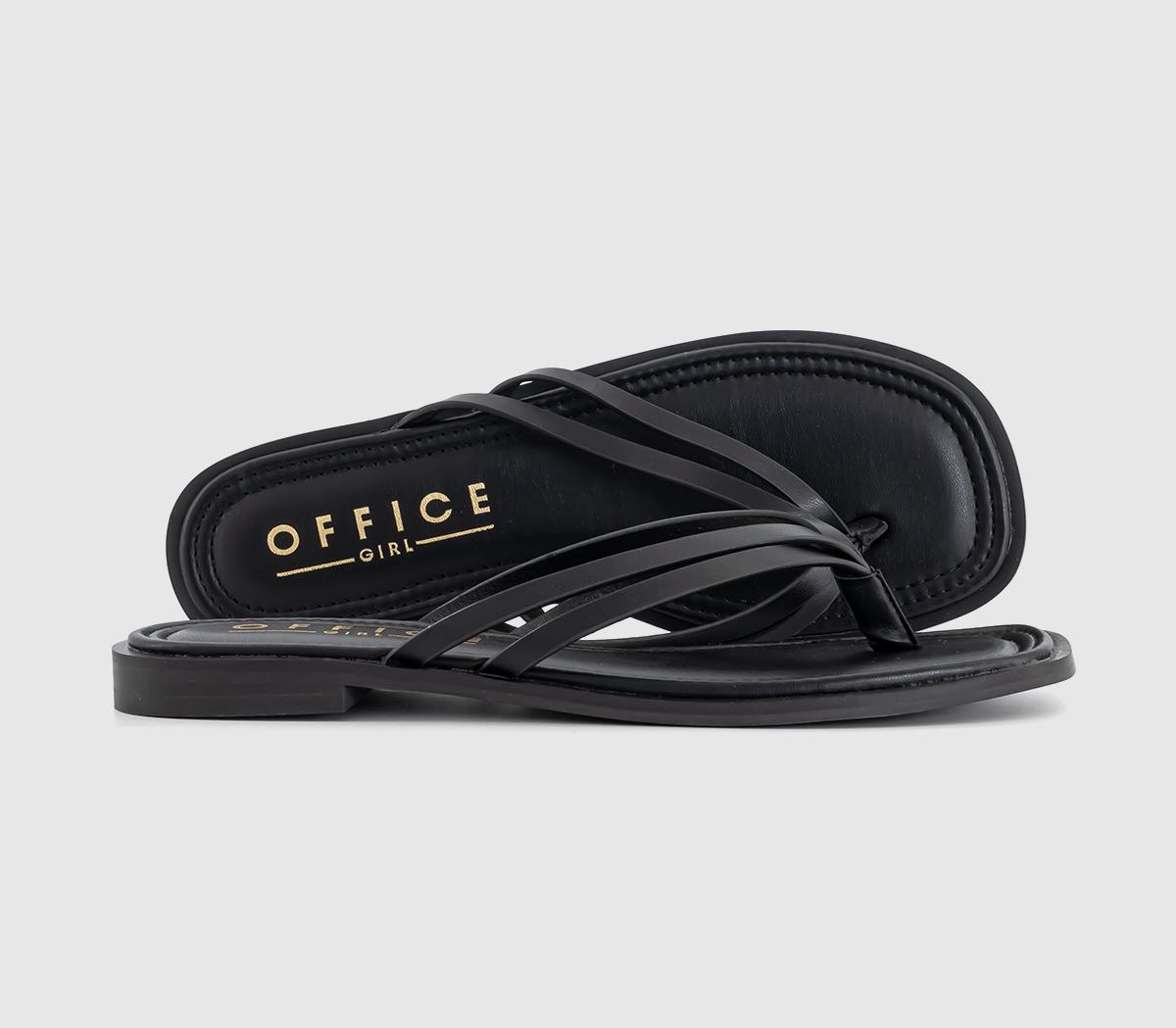 OFFICE Womens Sagres Stitch Detail Toe Post Sandals Black, 5