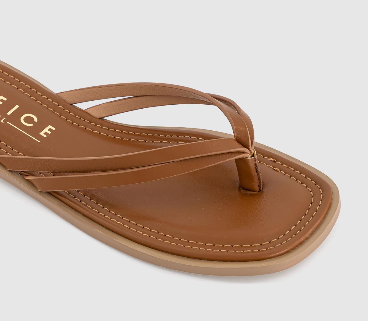 OFFICESagres Stitch Detail Toe Post Sandals OFFICESagres Stitch Detail Toe Post SandalsTan