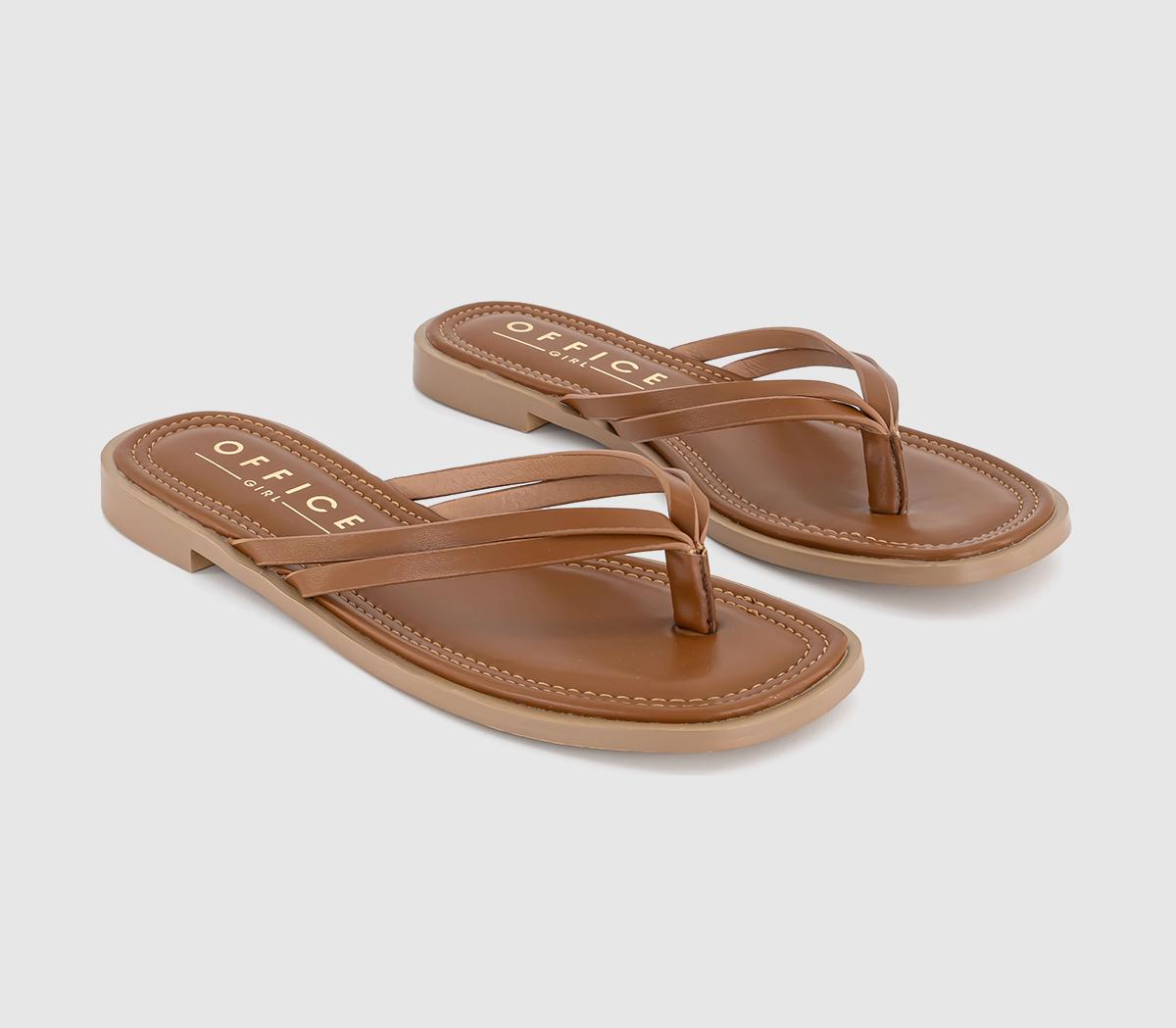OFFICESagres Stitch Detail Toe Post Sandals OFFICESagres Stitch Detail Toe Post SandalsTan