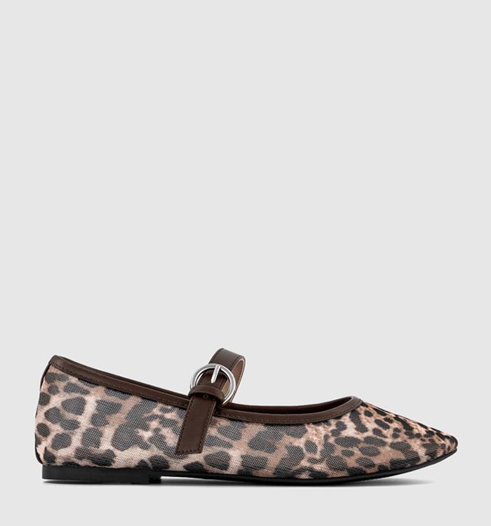 OFFICE Fancy Mesh Ballet Flats Leopard