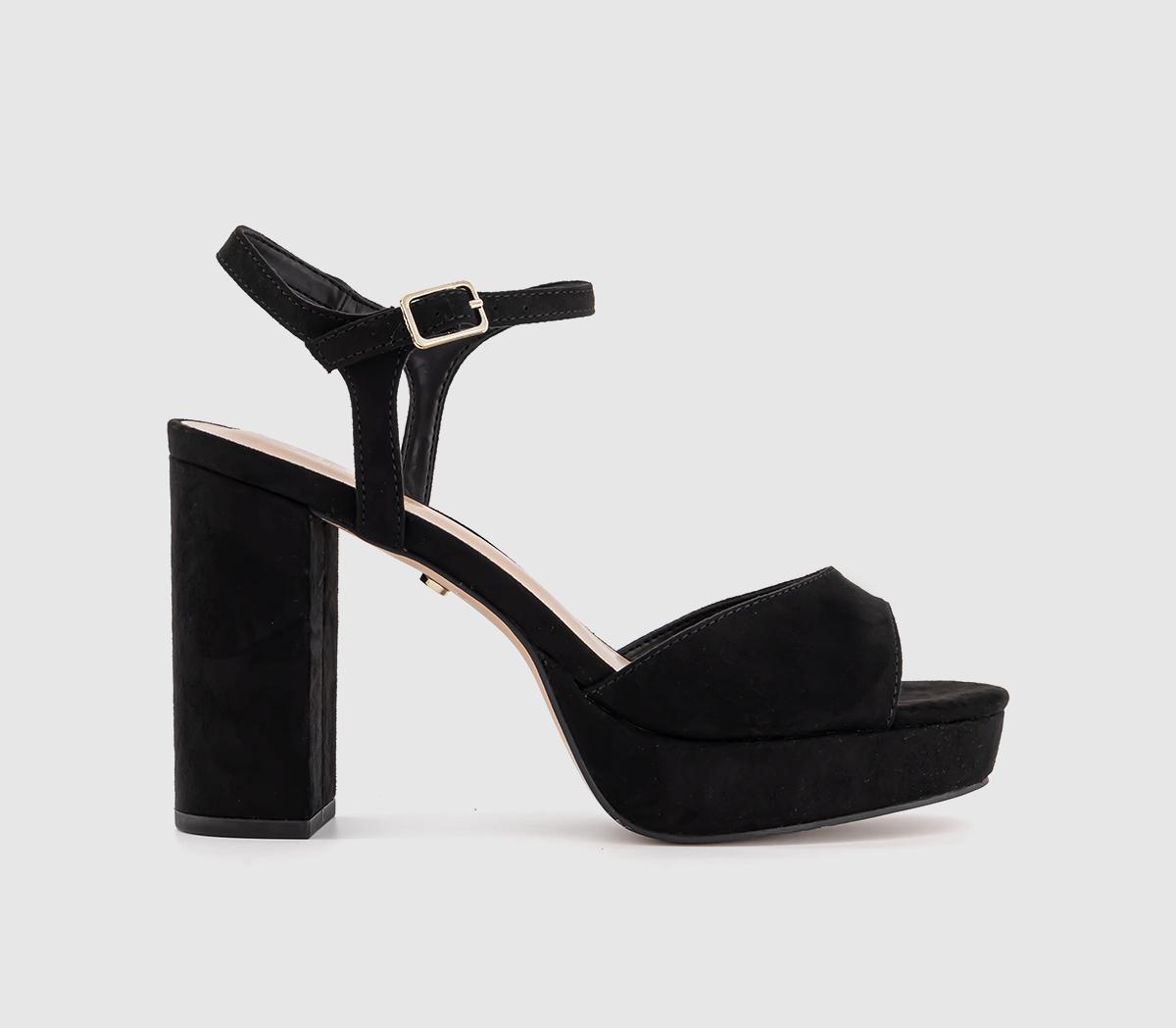 OFFICE Havoc Round Toe Platform Heeled Sandals Black High Heels