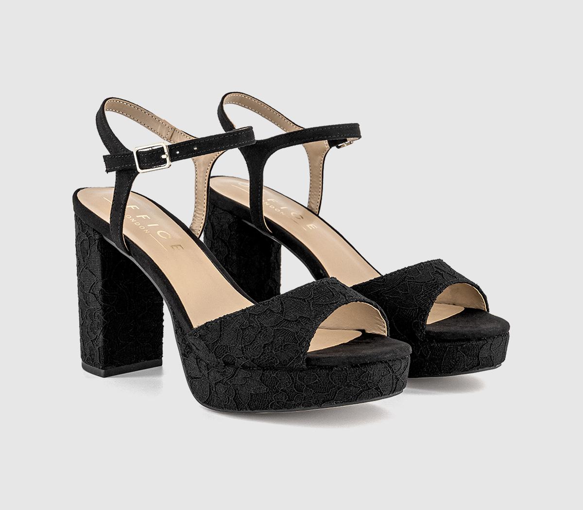 OFFICEHavoc Round Toe Platform SandalsBlack Lace