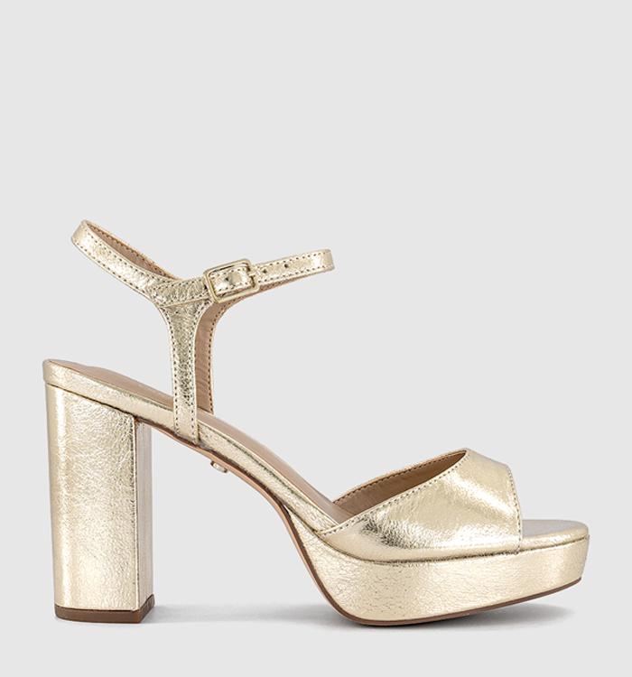 OFFICE Havoc Round Toe Platform Sandals Gold