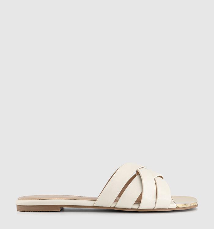 OFFICE Searching Metal Toe Slider Sandals White