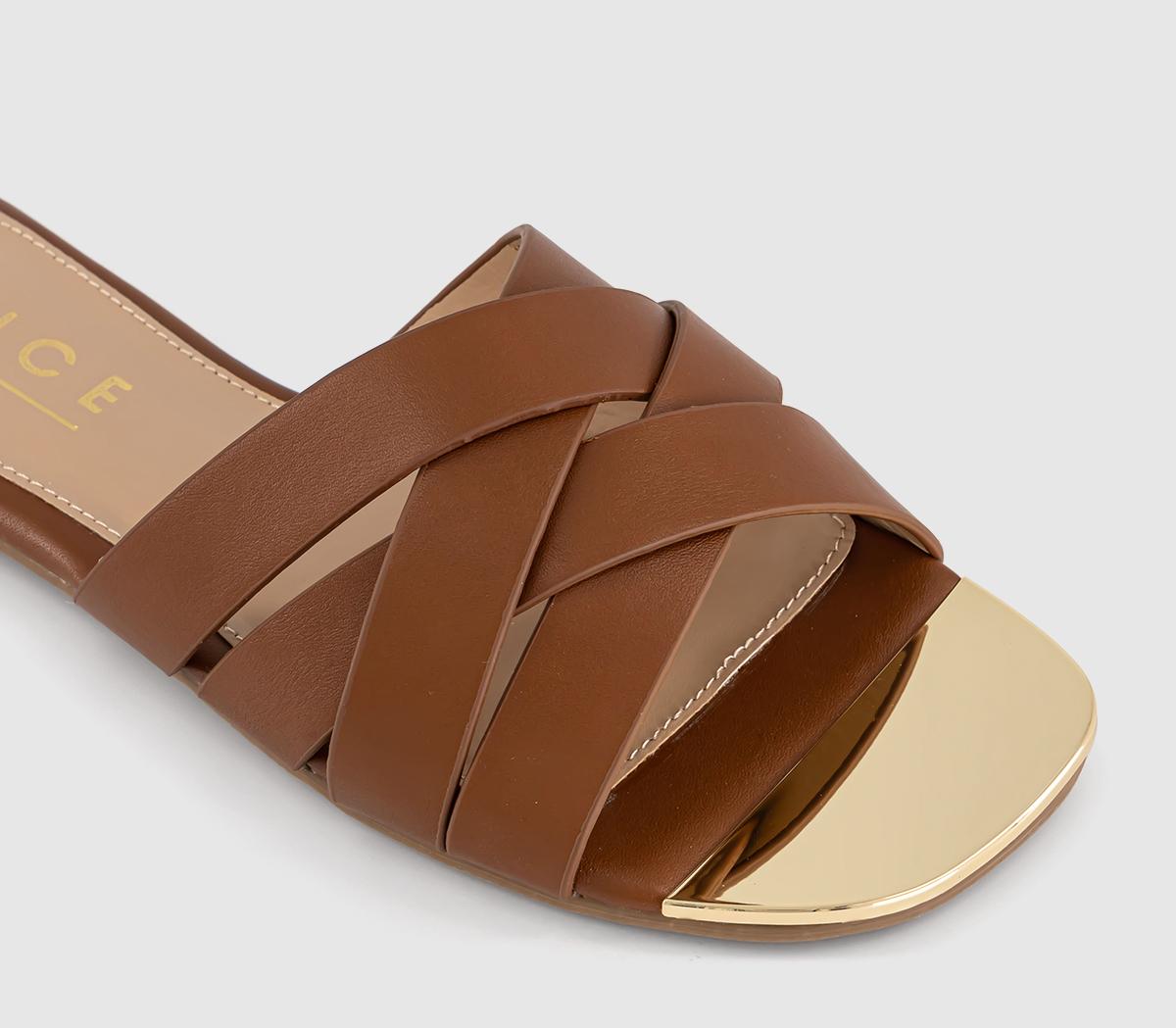 OFFICESearching Metal Toe Slider Sandals OFFICESearching Metal Toe Slider SandalsTan
