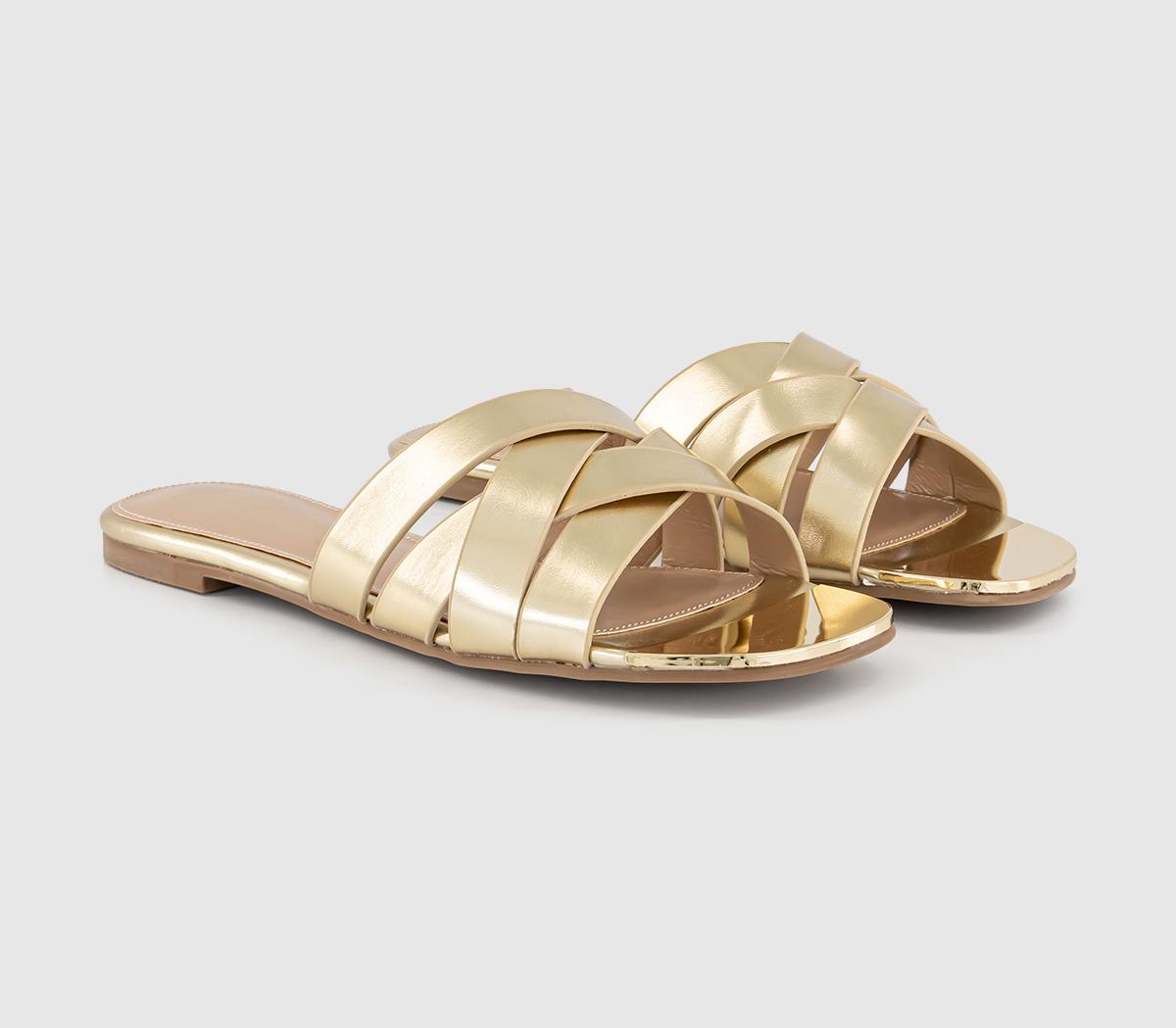 OFFICESearching Metal Toe Slider Sandals OFFICESearching Metal Toe Slider SandalsGold